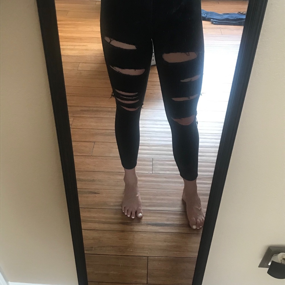 Topshop Joni Jean Black Distressed